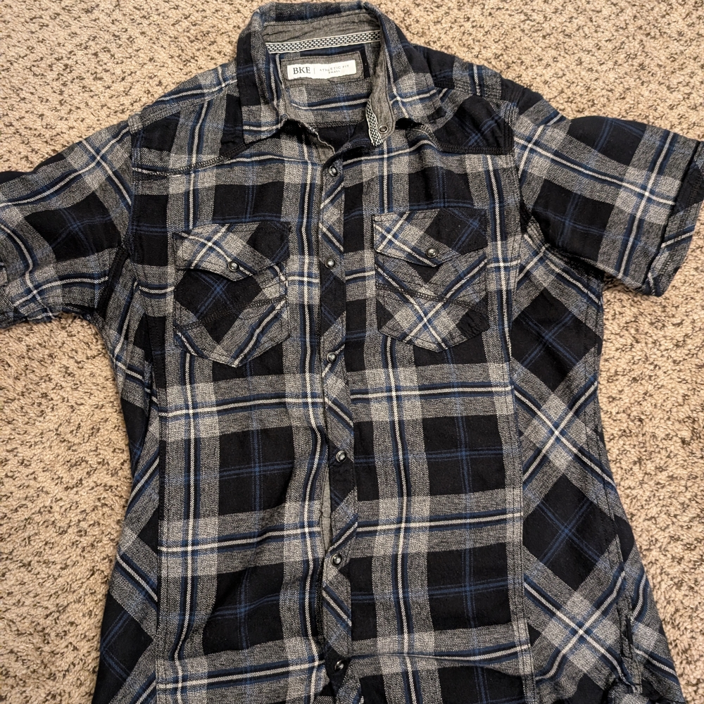 BKE Black and Blue Plaid Casual Shirt